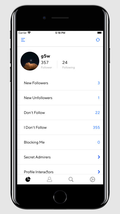 Emulate iPhone app Followers tracker & Unfollow using MyAndroid