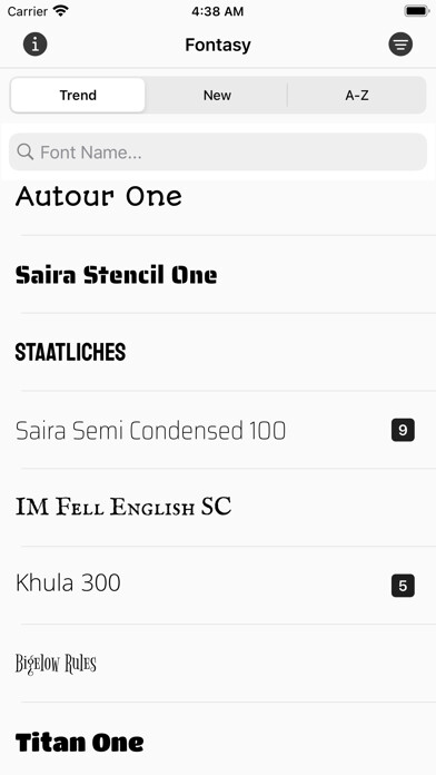 Emulate iPhone app Fontasy - Font Browser using MyAndroid Emulate iPhone app Fontasy - Font Browser using MyAndroid