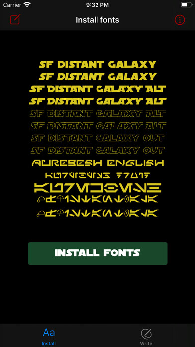 Emulate iPhone app Fonts for Star Wars theme using MyAndroid Emulate iPhone app Fonts for Star Wars theme using MyAndroid