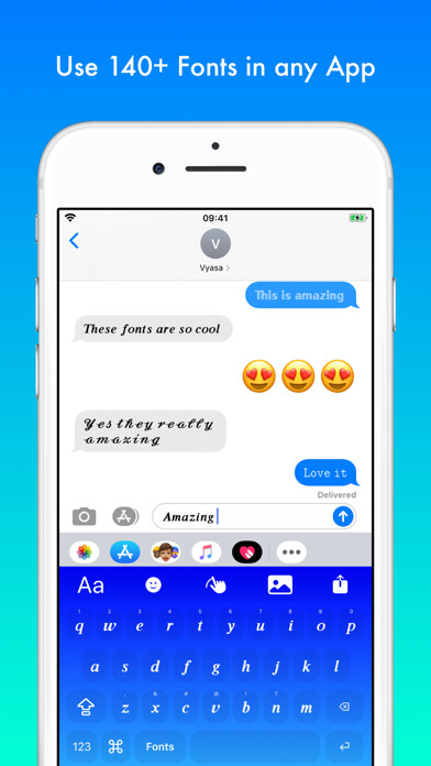 Emulate iPhone app Fonts Keyboard with Themes using MyAndroid