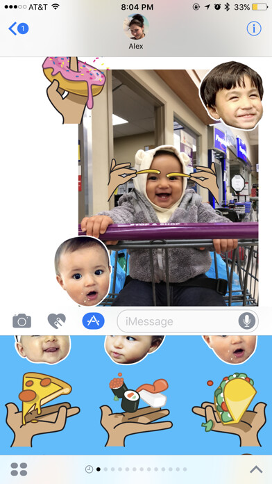 Emulate iPhone app foodbabyny Stickers using MyAndroid
