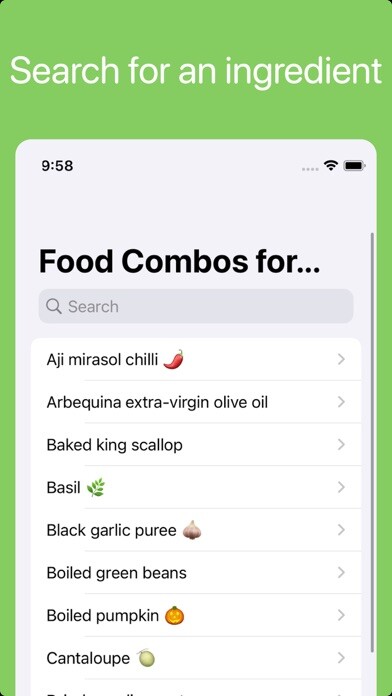 Emulate iPhone app Food Combos using MyAndroid