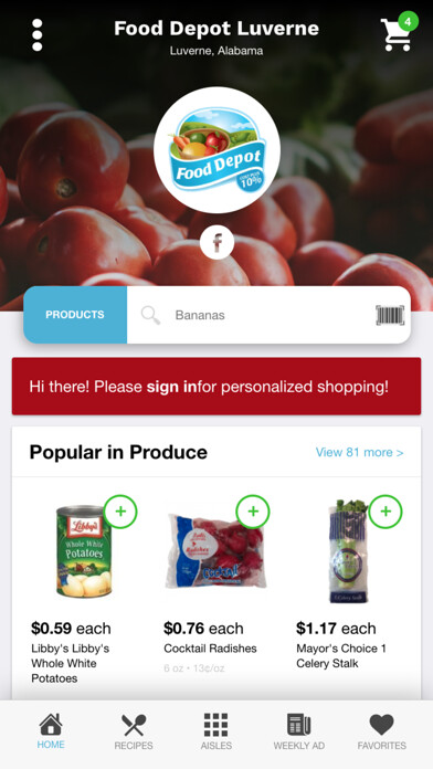Emulate iPhone app Food Depot Luverne using MyAndroid Emulate iPhone app Food Depot Luverne using MyAndroid