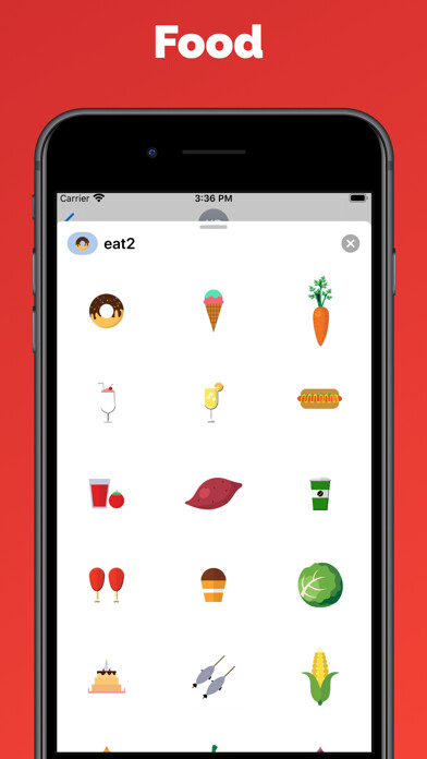 Emulate iPhone app Food & Eat - emoji stickers using MyAndroid