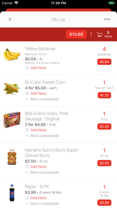 Emulate iPhone app Food Fair Market using MyAndroid