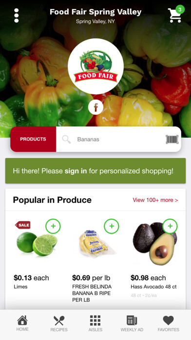 Emulate iPhone app Food Fair Spring Valley using MyAndroid