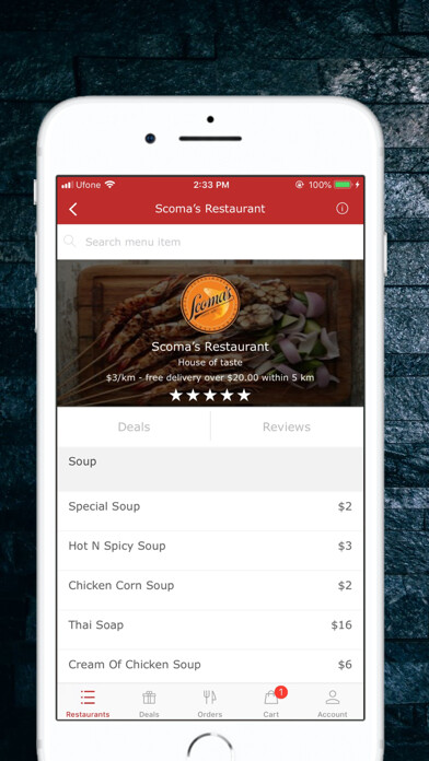 Emulate iPhone app Foodies - Food Delivery using MyAndroid
