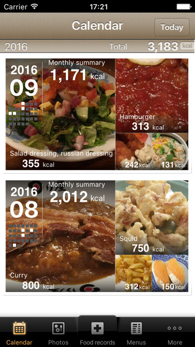 Emulate iPhone app FoodLog : Calorie Counter using MyAndroid