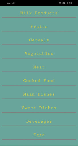 Run android online APK Foods and Calories from MyAndroid or emulate Foods and Calories using MyAndroid