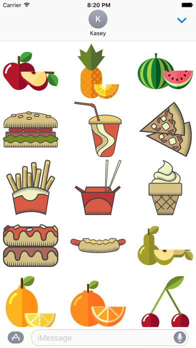 Emulate iPhone app Food Sticker Pack using MyAndroid