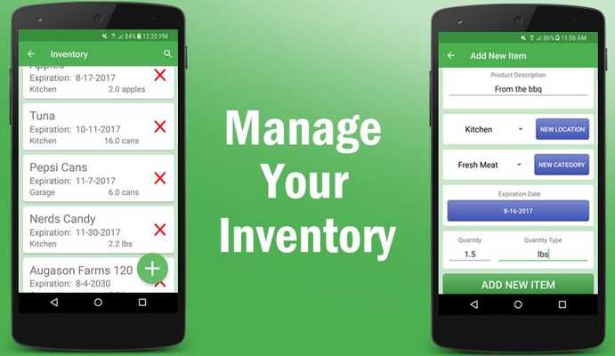 Emulate Android APK Food Storage Helper