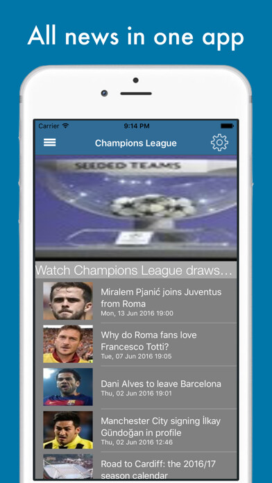 Emulate iPhone app Football News - Champions League, Europa League & Super Cup Edition using MyAndroid