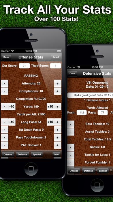 Emulate iPhone app Football Stats Tracker Touch using MyAndroid