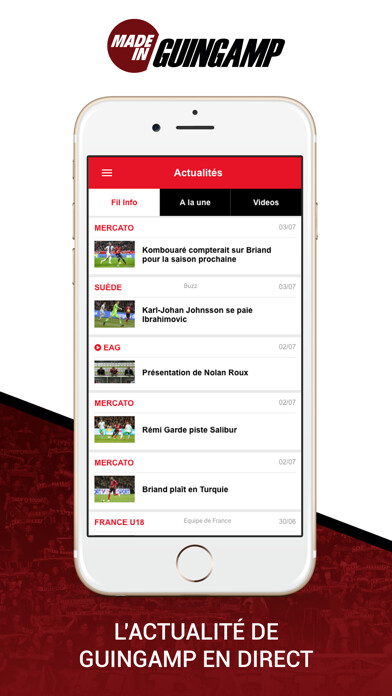 Emulate iPhone app Foot Guingamp using MyAndroid