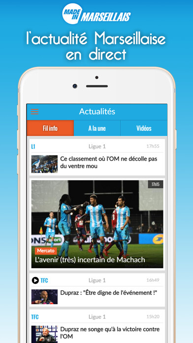 Emulate iPhone app Foot Marseille : infos, mercato, live using MyAndroid