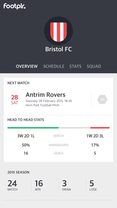 Emulate iPhone app Footplr Manager - Football Club management using MyAndroid
