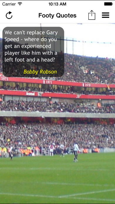 Emulate iPhone app Footy Quotes Free using MyAndroid