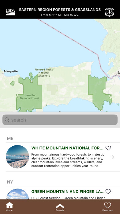 Emulate iPhone app Forest Service Eastern Region using MyAndroid