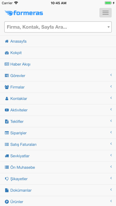 Emulate iPhone app Formeras CRM using MyAndroid