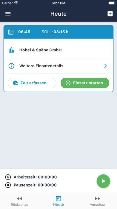 Emulate iPhone app Fortytools Zeiterfassung using MyAndroid