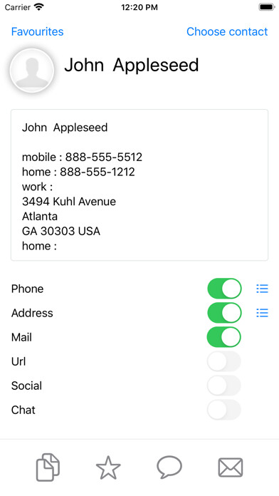 Emulate iPhone app ForwardContact using MyAndroid