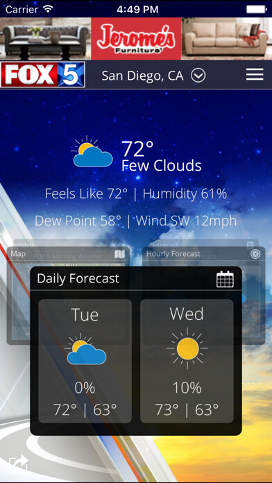 Run android online APK FOX5 San Diego Weather from MyAndroid or emulate FOX5 San Diego Weather using MyAndroid