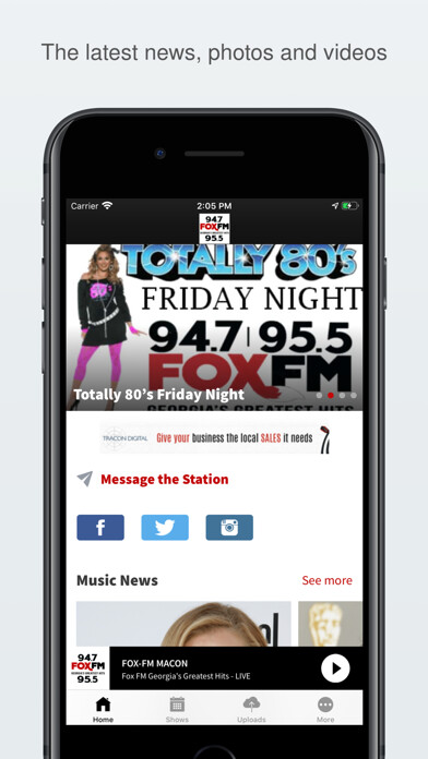 Emulate iPhone app FOX-FM Macon 94.7 95.5 FM using MyAndroid