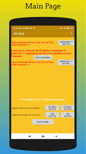 Run android online APK FP GFX : Global - KR from MyAndroid or emulate FP GFX : Global - KR using MyAndroid