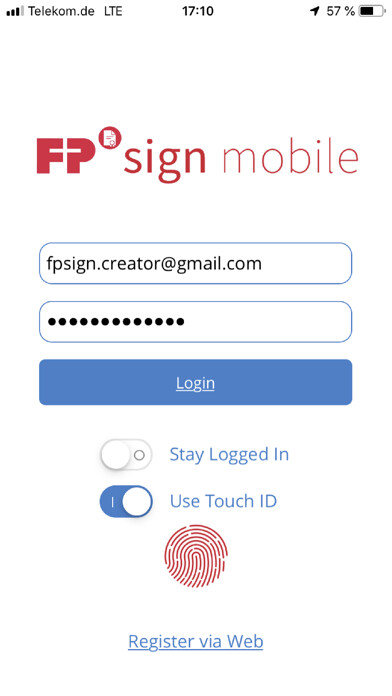 Emulate iPhone app FP Sign mobile using MyAndroid