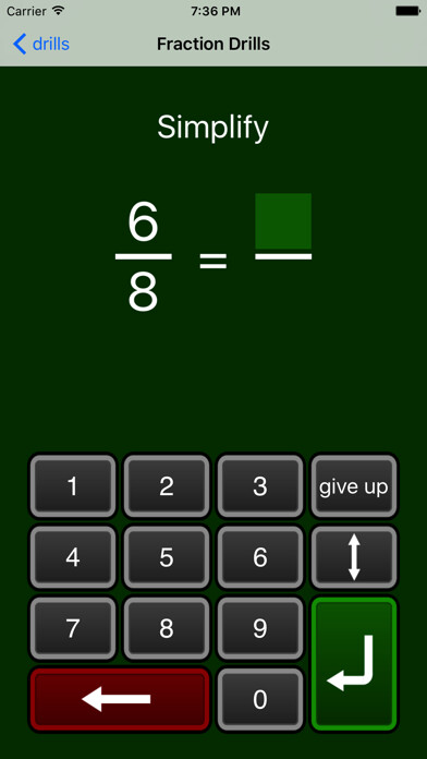 Emulate iPhone app Fraction Drills using MyAndroid