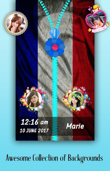 Emulate Android APK France flag zipper Lock Screen