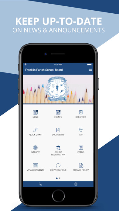 Emulate iPhone app Franklin Parish Schools using MyAndroid