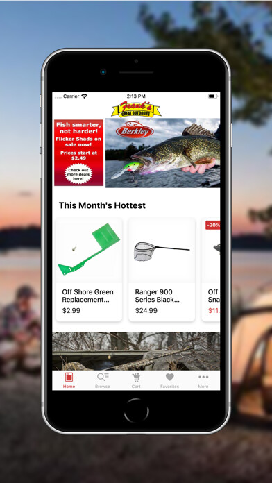 Emulate iPhone app Franks Great Outdoors using MyAndroid