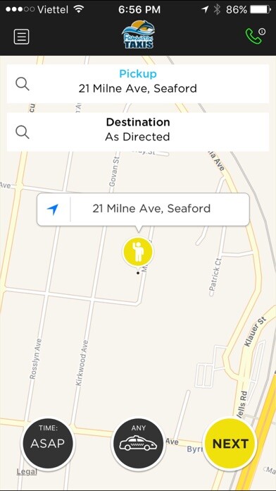 Emulate iPhone app Frankston Taxis using MyAndroid