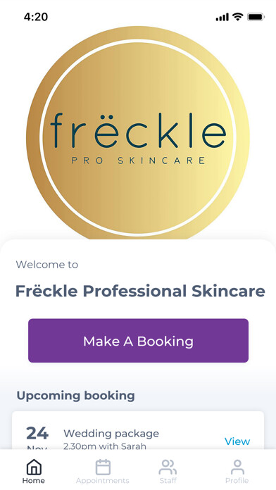 Emulate iPhone app Frëckle Professional Skincare using MyAndroid