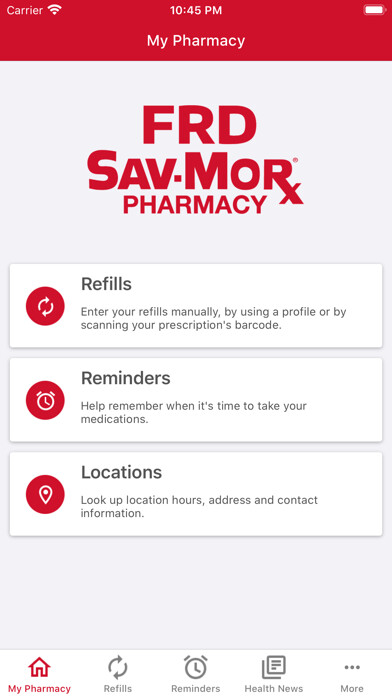 Emulate iPhone app FRD Pharmacy Sav-Mor using MyAndroid