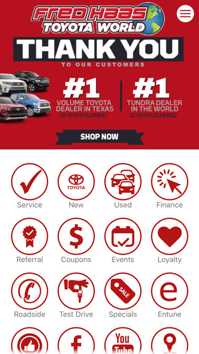 Emulate iPhone app Fred Haas Toyota World Dealer using MyAndroid