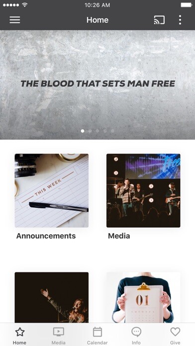 Emulate iPhone app Freedom Church Pensacola using MyAndroid
