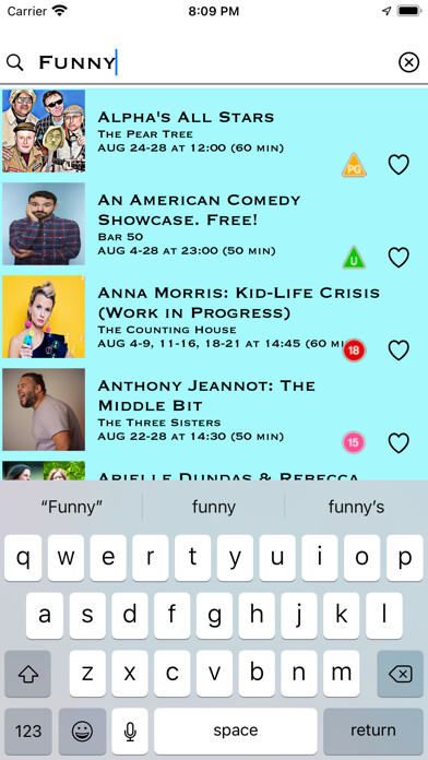 Emulate iPhone app Free Edinburgh Fringe Festival using MyAndroid