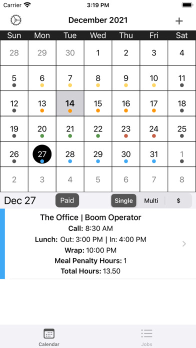 Emulate iPhone app Freelance Calendar using MyAndroid