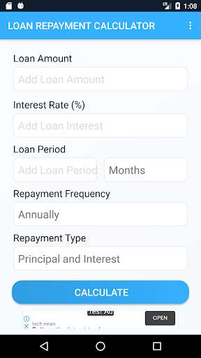 Run android online APK Free Loan Calculator with amortization schedule from MyAndroid or emulate Free Loan Calculator with amortization schedule using MyAndroid