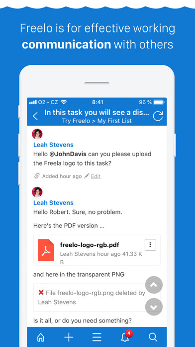 Emulate iPhone app Freelo Project Management using MyAndroid