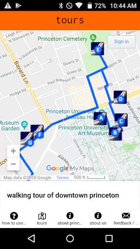 Emulate Android APK free walking tour of princeton nj