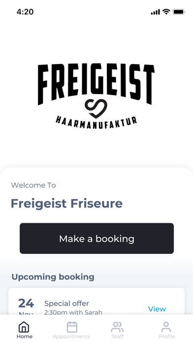 Emulate iPhone app Freigeist Friseure using MyAndroid Emulate iPhone app Freigeist Friseure using MyAndroid