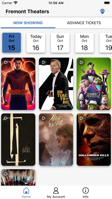 Emulate iPhone app Fremont Theaters using MyAndroid