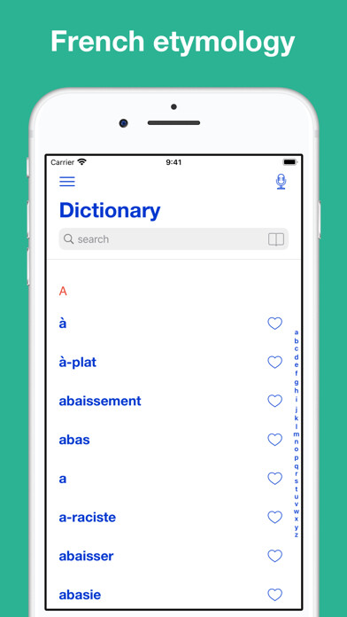 Emulate iPhone app French Etymological Dictionary using MyAndroid