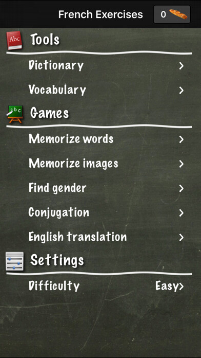 Emulate iPhone app French Exercises using MyAndroid