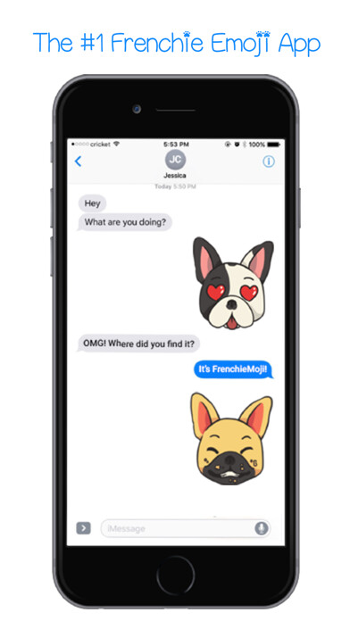 Emulate iPhone app FrenchieMoji - French Bull Dog Emojis & Stickers using MyAndroid