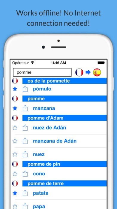 Emulate iPhone app French Spanish Dictionary+ using MyAndroid Emulate iPhone app French Spanish Dictionary+ using MyAndroid