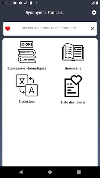 Emulate iPhone app French Synonyms Dictionary using MyAndroid